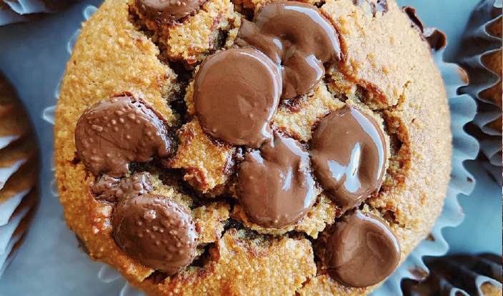 Fluffy Chocolate Chip Tahini Muffins