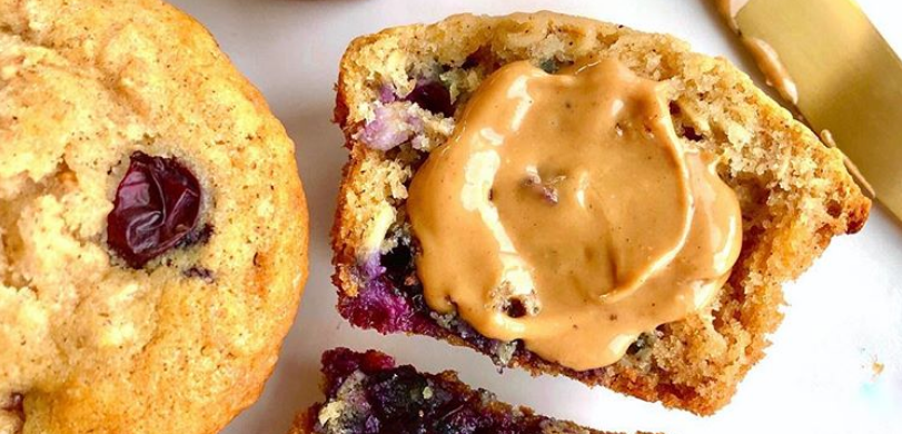 Flourless Blueberry Oatmeal Cashew Butter Muffins