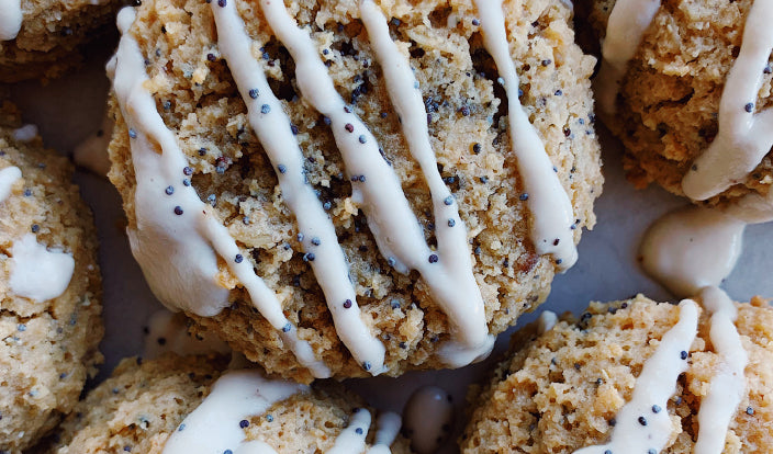 LEMON POPPY SEED MUFFIN TOPS with a Lemon Glaze