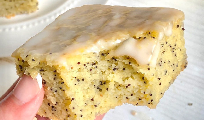 Fluffy Lemon Poppyseed Snack Cake