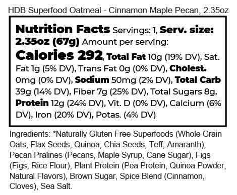 Superfood Oatmeal Cinnamon Maple Pecan Cups - 12 Pack