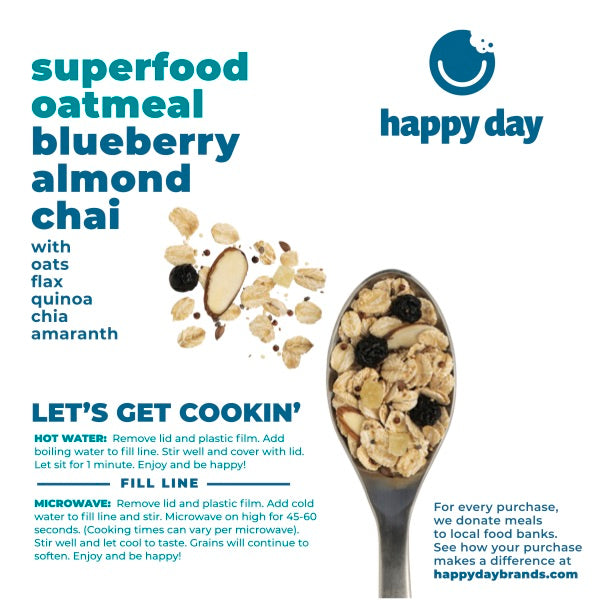 Superfood Oatmeal Blueberry Almond Chai Cups - 12 Pack