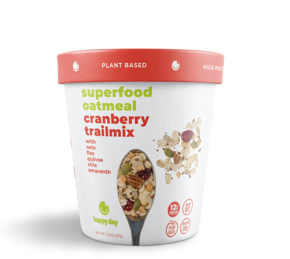SUPERFOOD OATMEAL - CRANBERRY TRAIL MIX CUPS - 12 PACK
