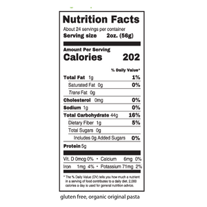 GLUTEN FREE ORGANIC ORIGINAL PASTA